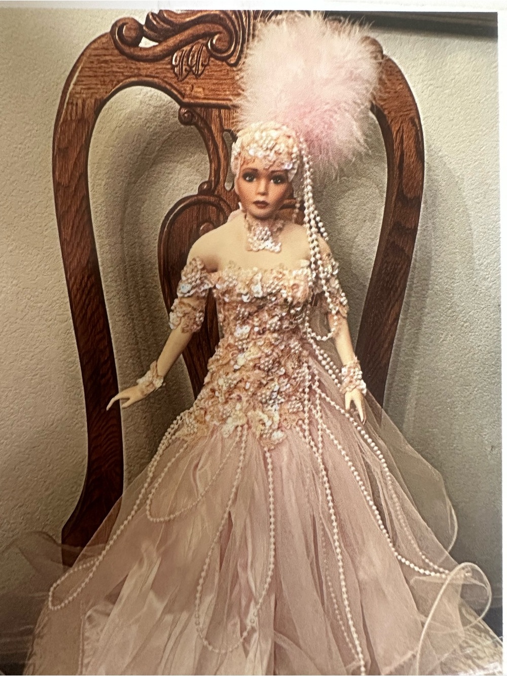 Elegant Women's Pink Beaded Gown